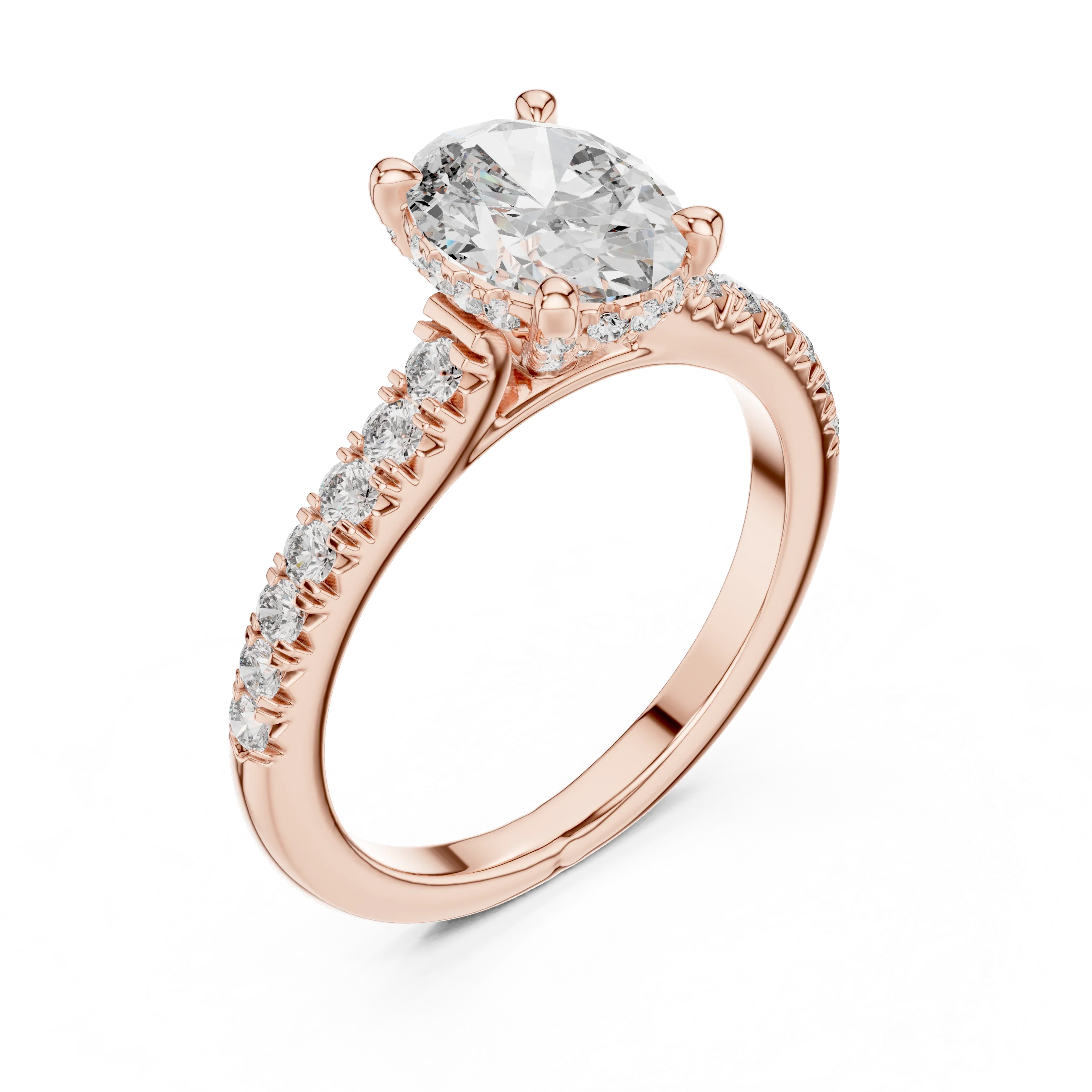 Hidden Halo Oval Moissanite Engagement Ring Brilliant Cut 1.97 CTW