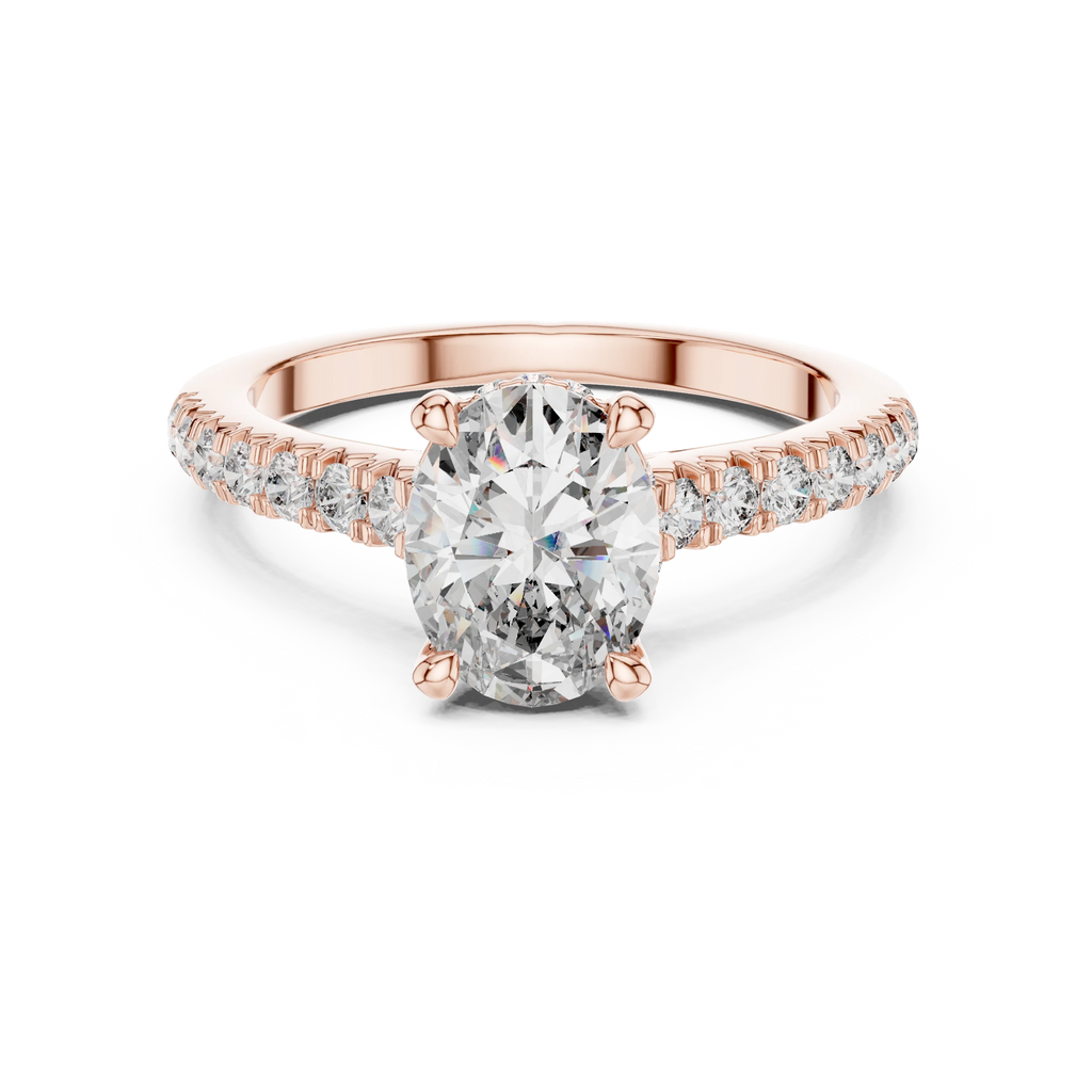 Hidden Halo Oval Moissanite Engagement Ring Brilliant Cut 1.97 CTW