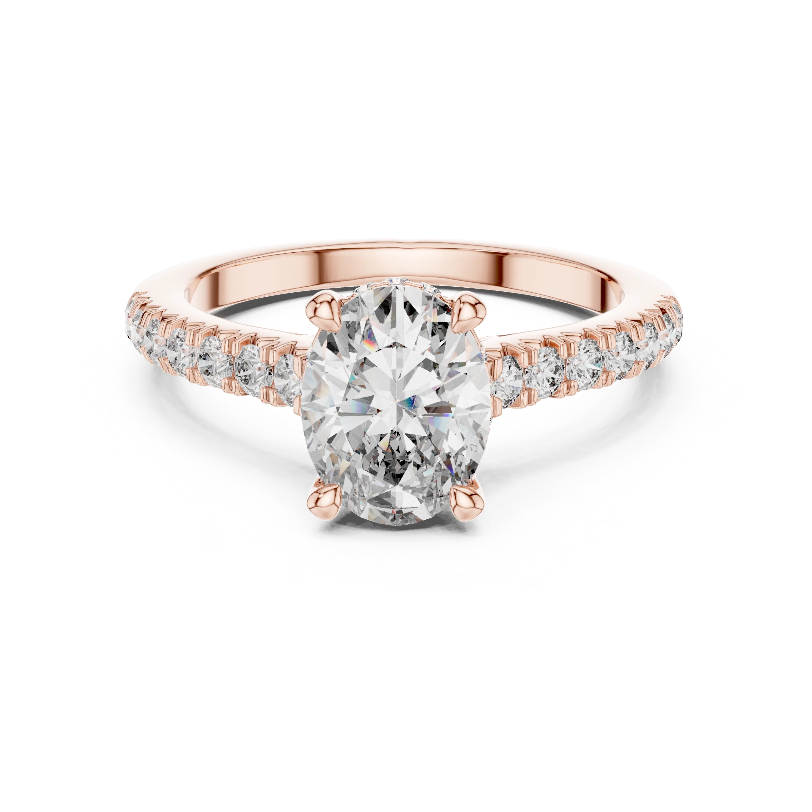 Hidden Halo Oval Moissanite Engagement Ring Brilliant Cut 1.97 CTW