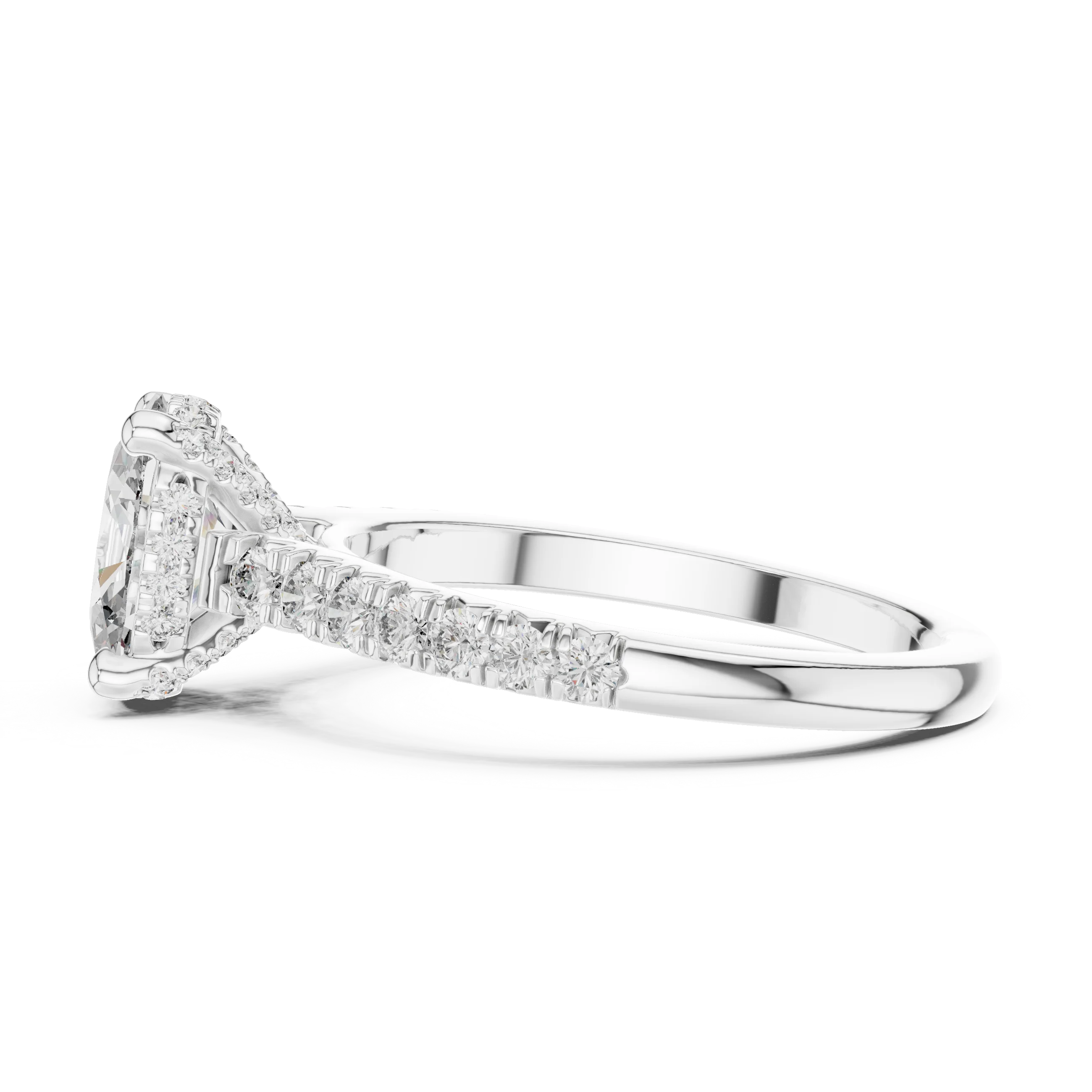 Hidden Halo Oval Moissanite Engagement Ring Brilliant Cut 1.97 CTW