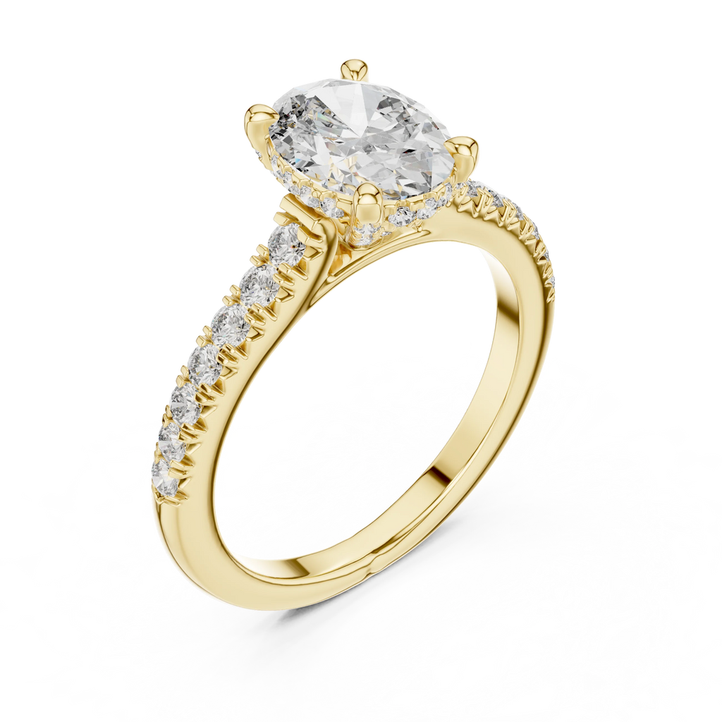 Hidden Halo Oval Moissanite Engagement Ring Brilliant Cut 1.97 CTW
