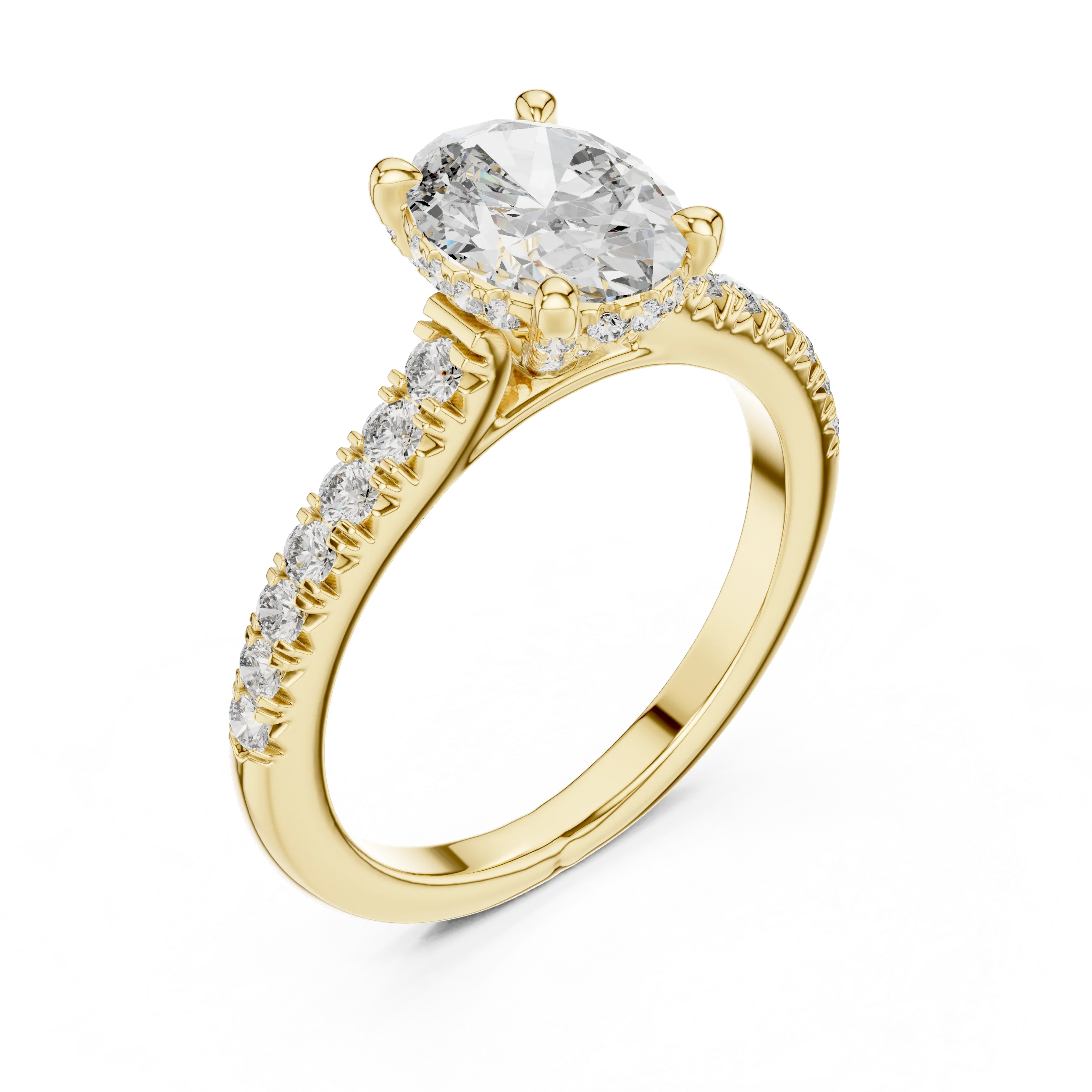 Hidden Halo Oval Moissanite Engagement Ring Brilliant Cut 1.97 CTW