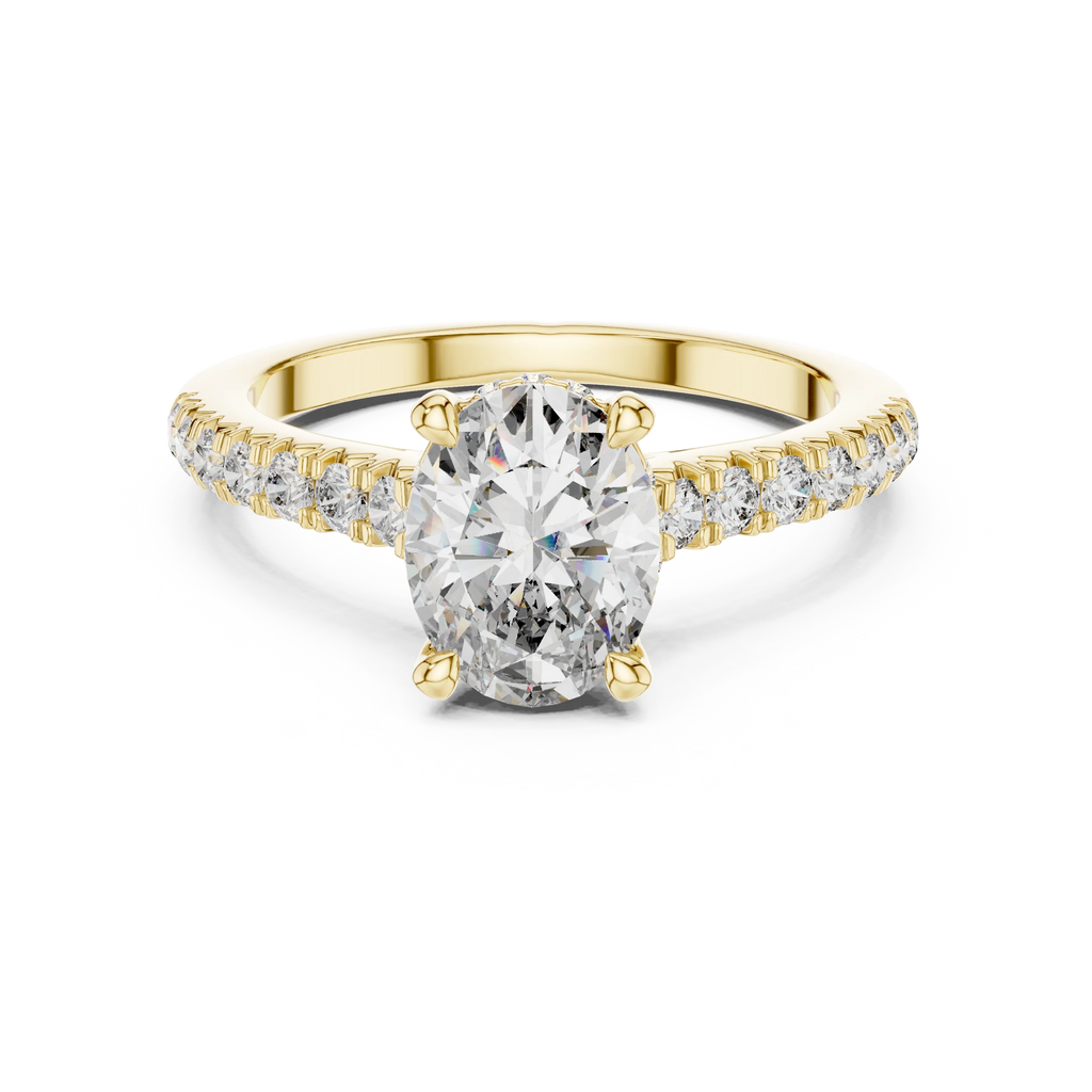 Hidden Halo Oval Moissanite Engagement Ring Brilliant Cut 1.97 CTW