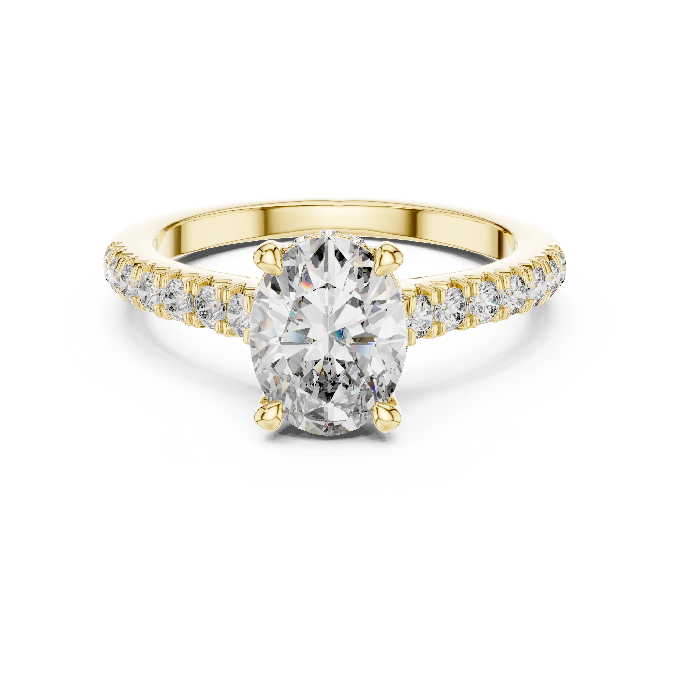 Hidden Halo Oval Moissanite Engagement Ring Brilliant Cut 1.97 CTW