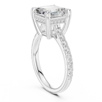 Delicate Hidden Halo 4.59 CTW Asscher Moissanite Engagement Diamond Ring  in 14K White Gold