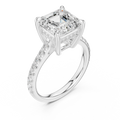 Delicate Hidden Halo 4.59 CTW Asscher Moissanite Engagement Diamond Ring  in 14K White Gold