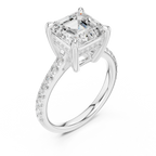 Delicate Hidden Halo 4.59 CTW Asscher Moissanite Engagement Diamond Ring  in 14K White Gold