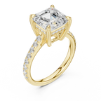 Delicate Hidden Halo 4.59 CTW Asscher Moissanite Engagement Diamond Ring  in 14K White Gold