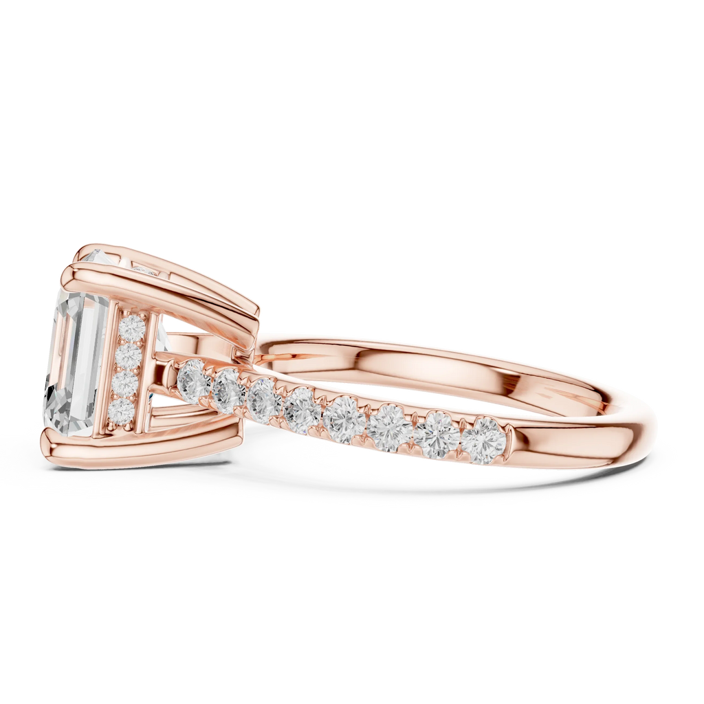 Delicate Hidden Halo 4.59 CTW Asscher Moissanite Engagement Diamond Ring  in 14K White Gold