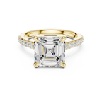 Delicate Hidden Halo 4.59 CTW Asscher Moissanite Engagement Diamond Ring  in 14K White Gold