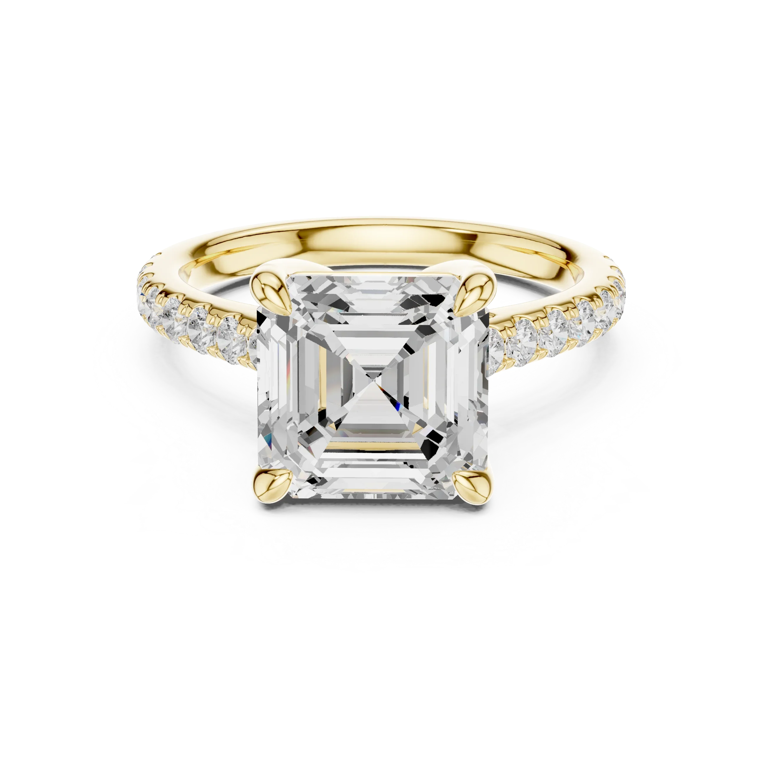 Delicate Hidden Halo 4.59 CTW Asscher Moissanite Engagement Diamond Ring  in 14K White Gold