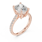 Delicate Hidden Halo 4.59 CTW Elongated Cushion Moissanite Engagement Diamond Ring  in 14K White Gold