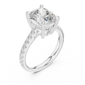Delicate Hidden Halo 4.59 CTW Elongated Cushion Moissanite Engagement Diamond Ring  in 14K White Gold