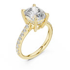 Delicate Hidden Halo 4.59 CTW Elongated Cushion Moissanite Engagement Diamond Ring  in 14K White Gold