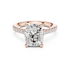 Delicate Hidden Halo 4.59 CTW Elongated Cushion Moissanite Engagement Diamond Ring  in 14K White Gold