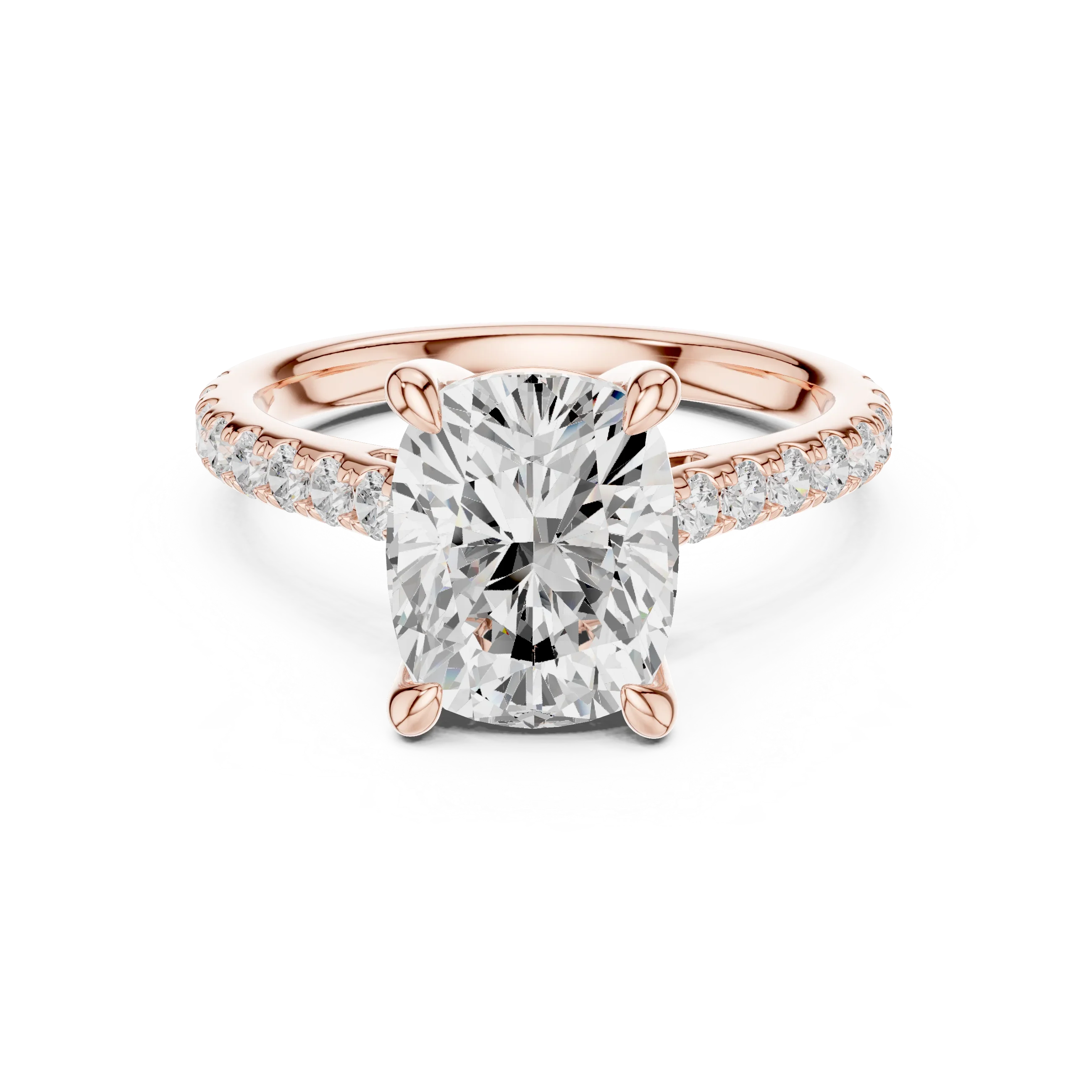 Delicate Hidden Halo 4.59 CTW Elongated Cushion Moissanite Engagement Diamond Ring  in 14K White Gold