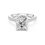 Delicate Hidden Halo 4.59 CTW Elongated Cushion Moissanite Engagement Diamond Ring  in 14K White Gold