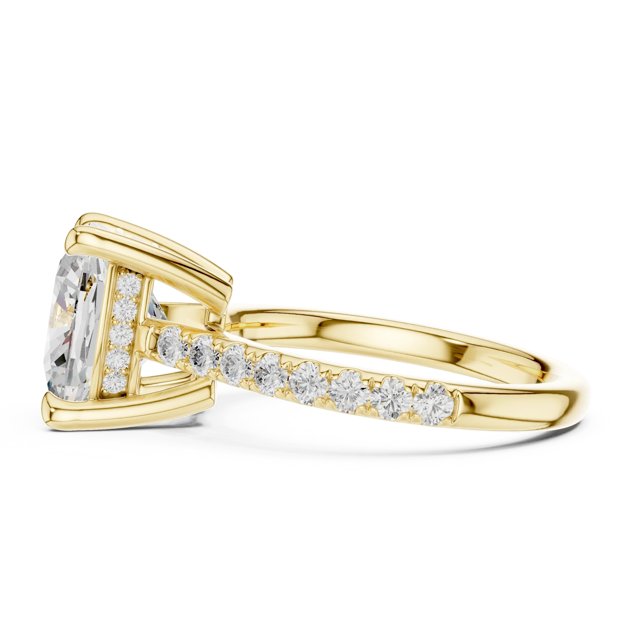 Delicate Hidden Halo 4.59 CTW Elongated Cushion Moissanite Engagement Diamond Ring  in 14K White Gold