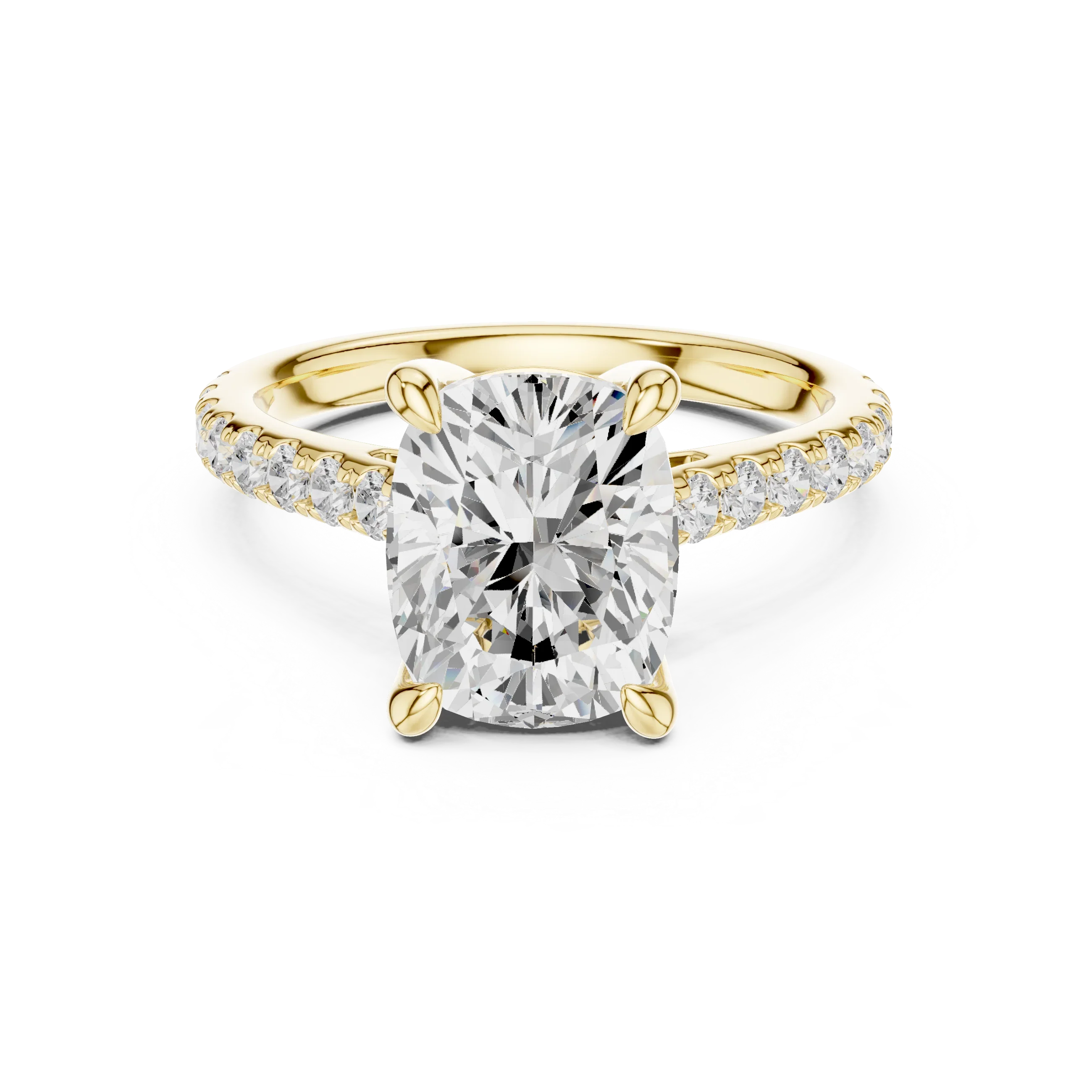 Delicate Hidden Halo 4.59 CTW Elongated Cushion Moissanite Engagement Diamond Ring  in 14K White Gold