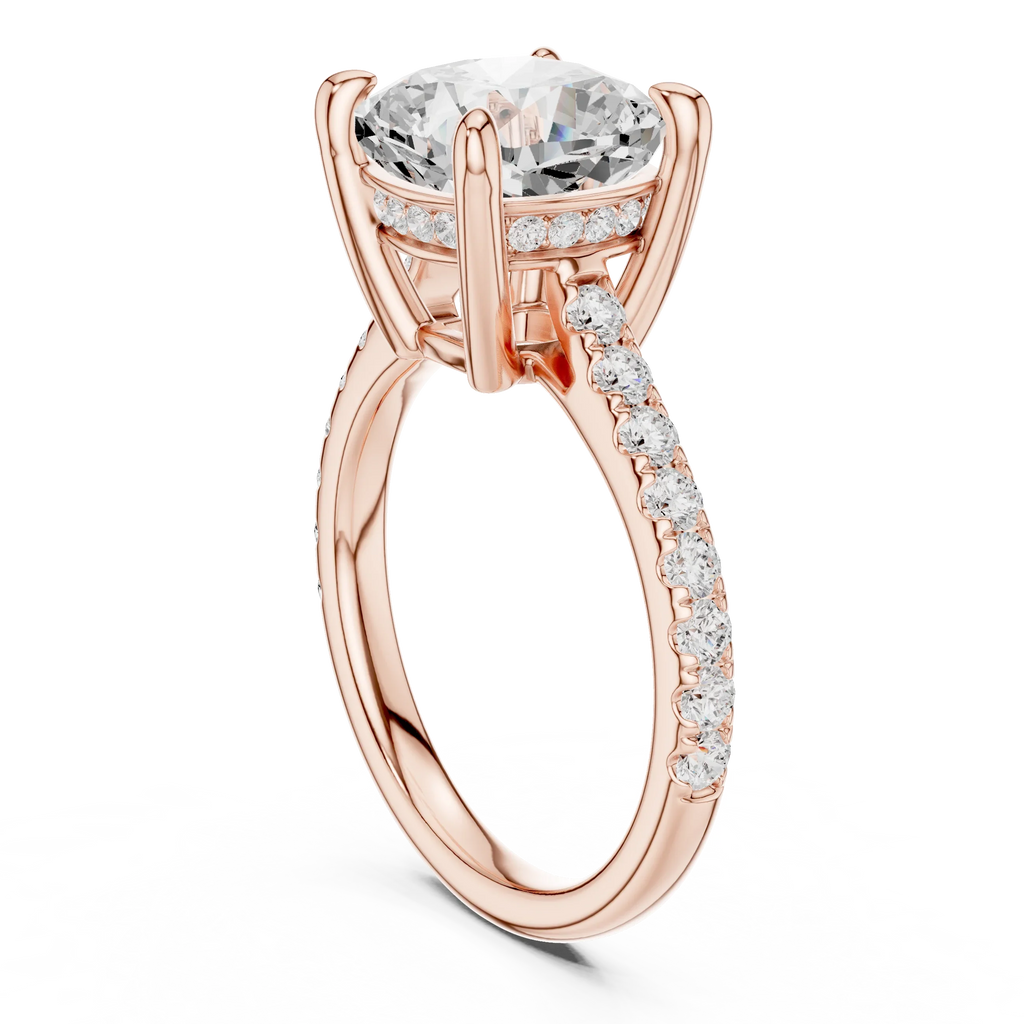 Delicate Hidden Halo 4.59 CTW Cushion Moissanite Engagement Diamond Ring  in 14K White Gold