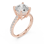 Delicate Hidden Halo 4.59 CTW Cushion Moissanite Engagement Diamond Ring  in 14K White Gold