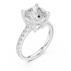 Delicate Hidden Halo 4.59 CTW Cushion Moissanite Engagement Diamond Ring  in 14K White Gold