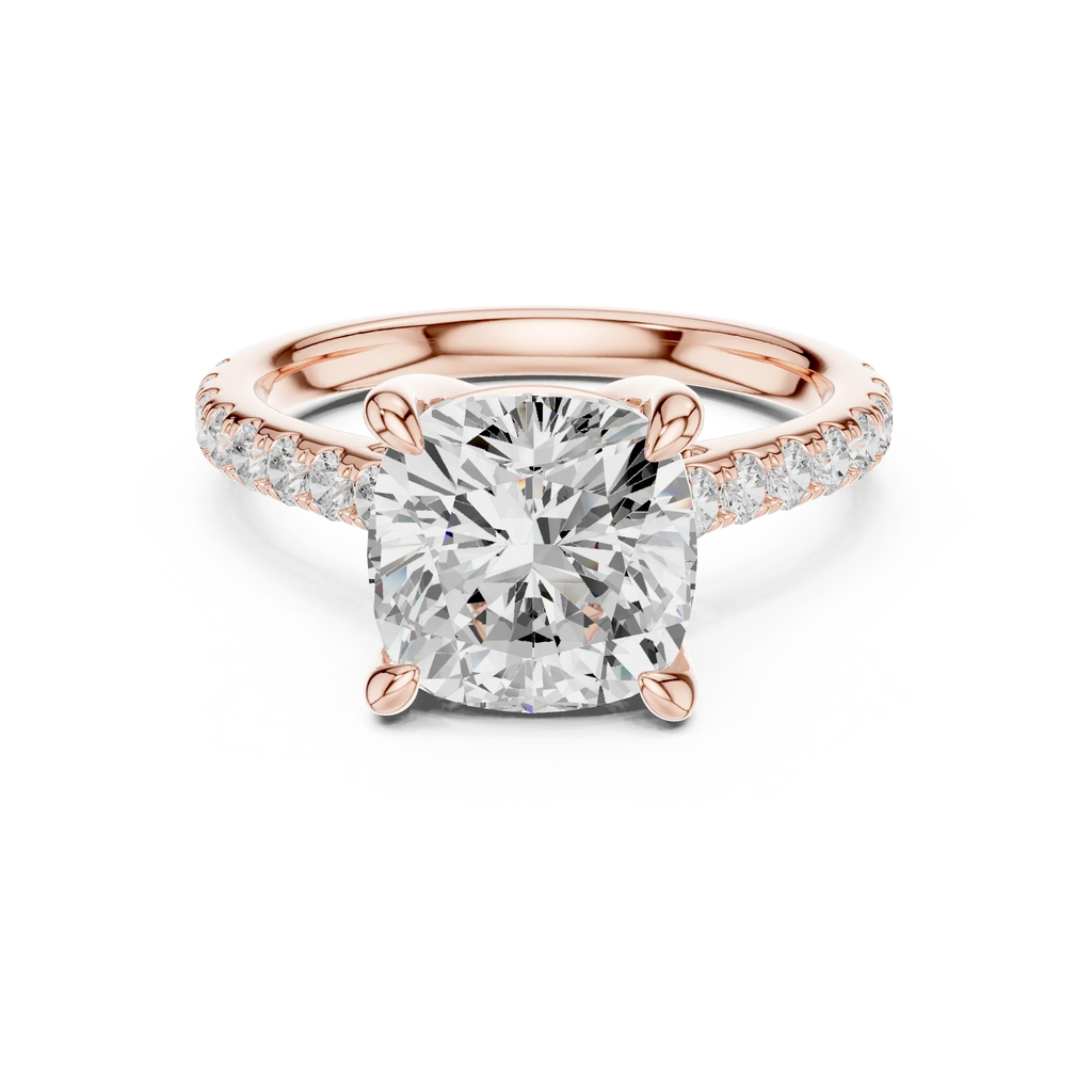 Delicate Hidden Halo 4.59 CTW Cushion Moissanite Engagement Diamond Ring  in 14K White Gold