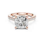 Delicate Hidden Halo 4.59 CTW Cushion Moissanite Engagement Diamond Ring  in 14K White Gold