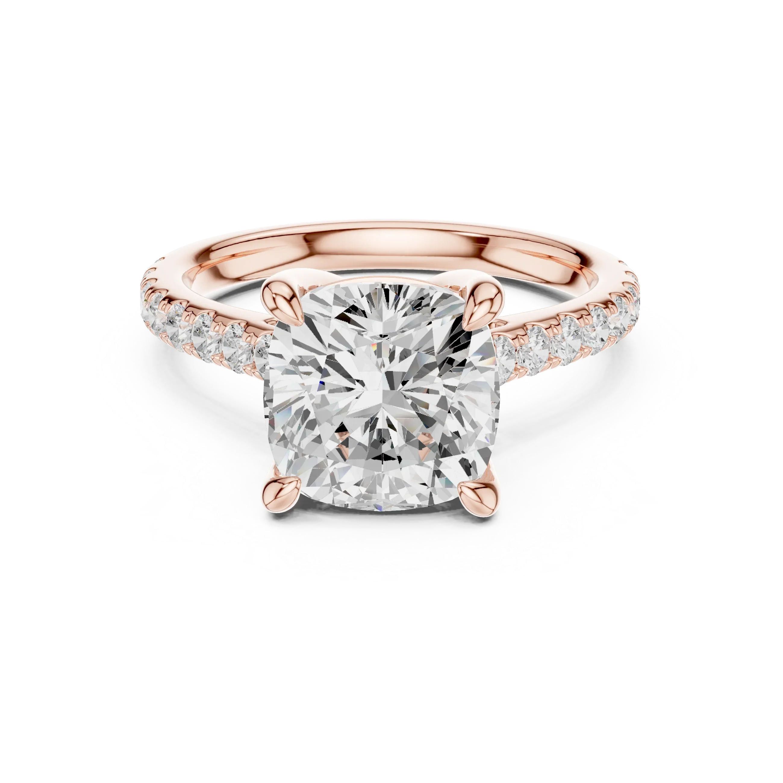 Delicate Hidden Halo 4.59 CTW Cushion Moissanite Engagement Diamond Ring  in 14K White Gold