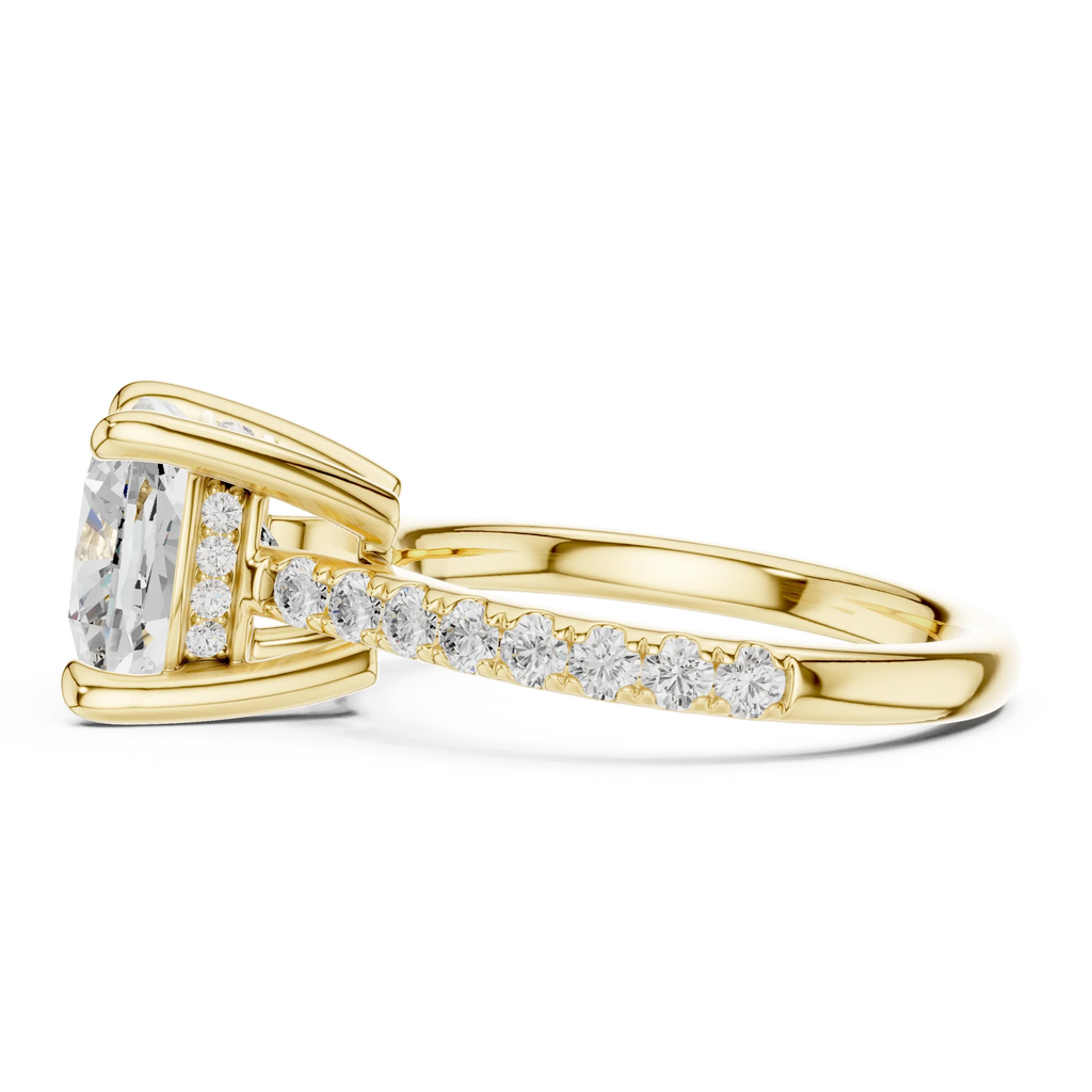 Delicate Hidden Halo 4.59 CTW Cushion Moissanite Engagement Diamond Ring  in 14K White Gold