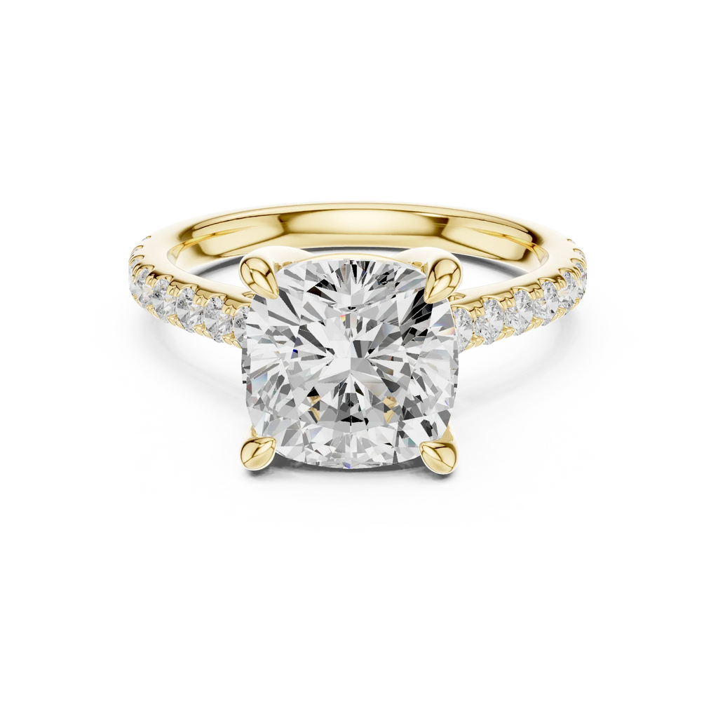 Delicate Hidden Halo 4.59 CTW Cushion Moissanite Engagement Diamond Ring  in 14K White Gold