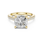 Delicate Hidden Halo 4.59 CTW Cushion Moissanite Engagement Diamond Ring  in 14K White Gold