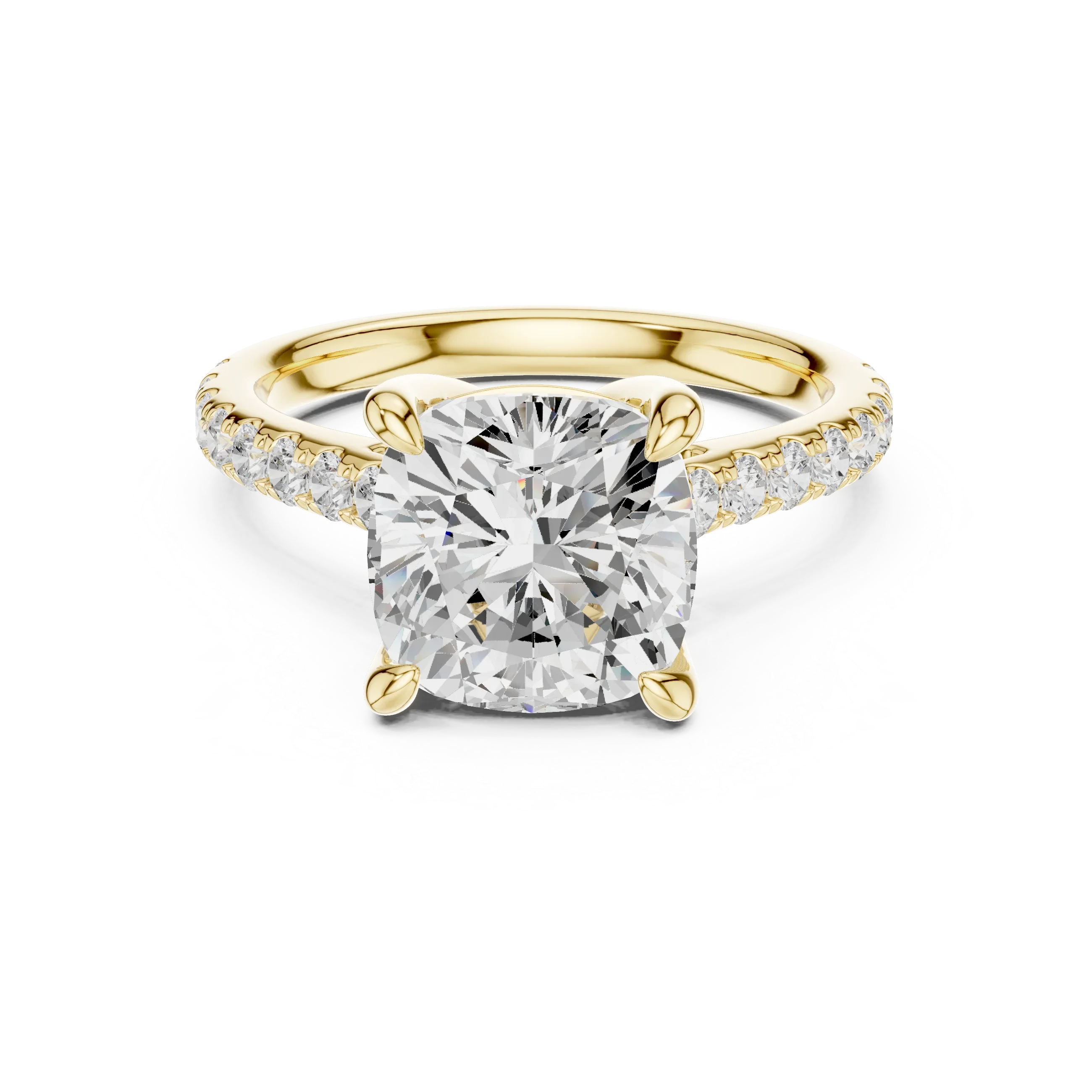 Delicate Hidden Halo 4.59 CTW Cushion Moissanite Engagement Diamond Ring  in 14K White Gold
