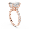 Delicate Hidden Halo 4.59 CTW Emerald Moissanite Engagement Diamond Ring  in 14K White Gold
