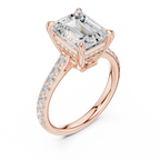 Delicate Hidden Halo 4.59 CTW Emerald Moissanite Engagement Diamond Ring  in 14K White Gold