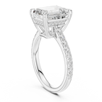Delicate Hidden Halo 4.59 CTW Emerald Moissanite Engagement Diamond Ring  in 14K White Gold