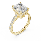Delicate Hidden Halo 4.59 CTW Emerald Moissanite Engagement Diamond Ring  in 14K White Gold