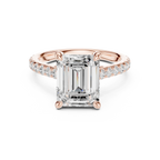 Delicate Hidden Halo 4.59 CTW Emerald Moissanite Engagement Diamond Ring  in 14K White Gold