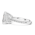 Delicate Hidden Halo 4.59 CTW Emerald Moissanite Engagement Diamond Ring  in 14K White Gold