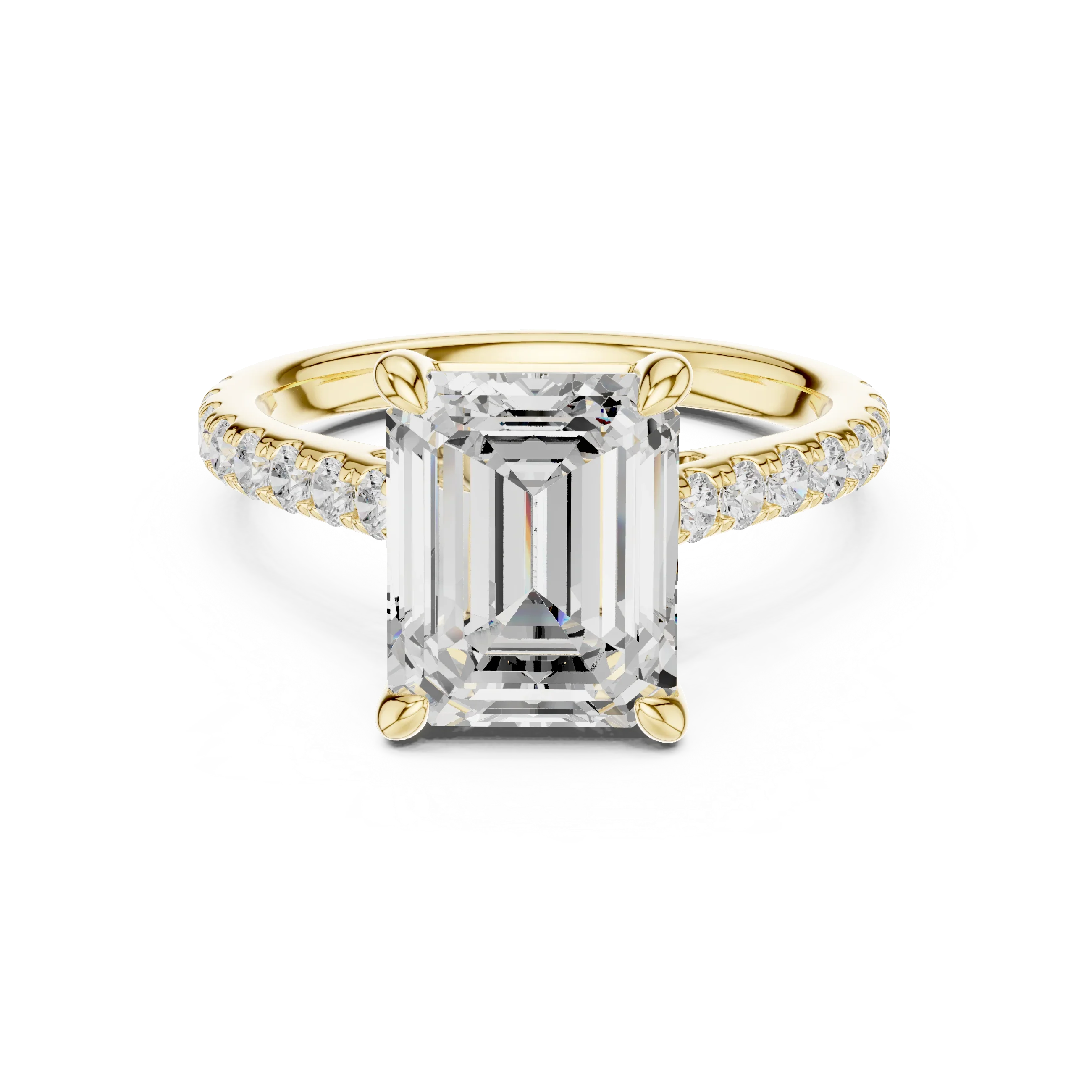 Delicate Hidden Halo 4.59 CTW Emerald Moissanite Engagement Diamond Ring  in 14K White Gold