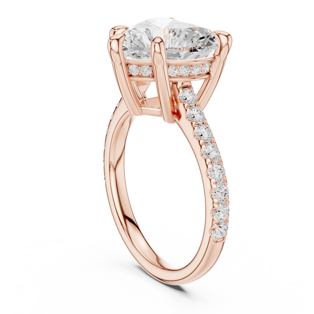 Delicate Hidden Halo 4.59 CTW Heart Moissanite Engagement Diamond Ring  in 14K White Gold