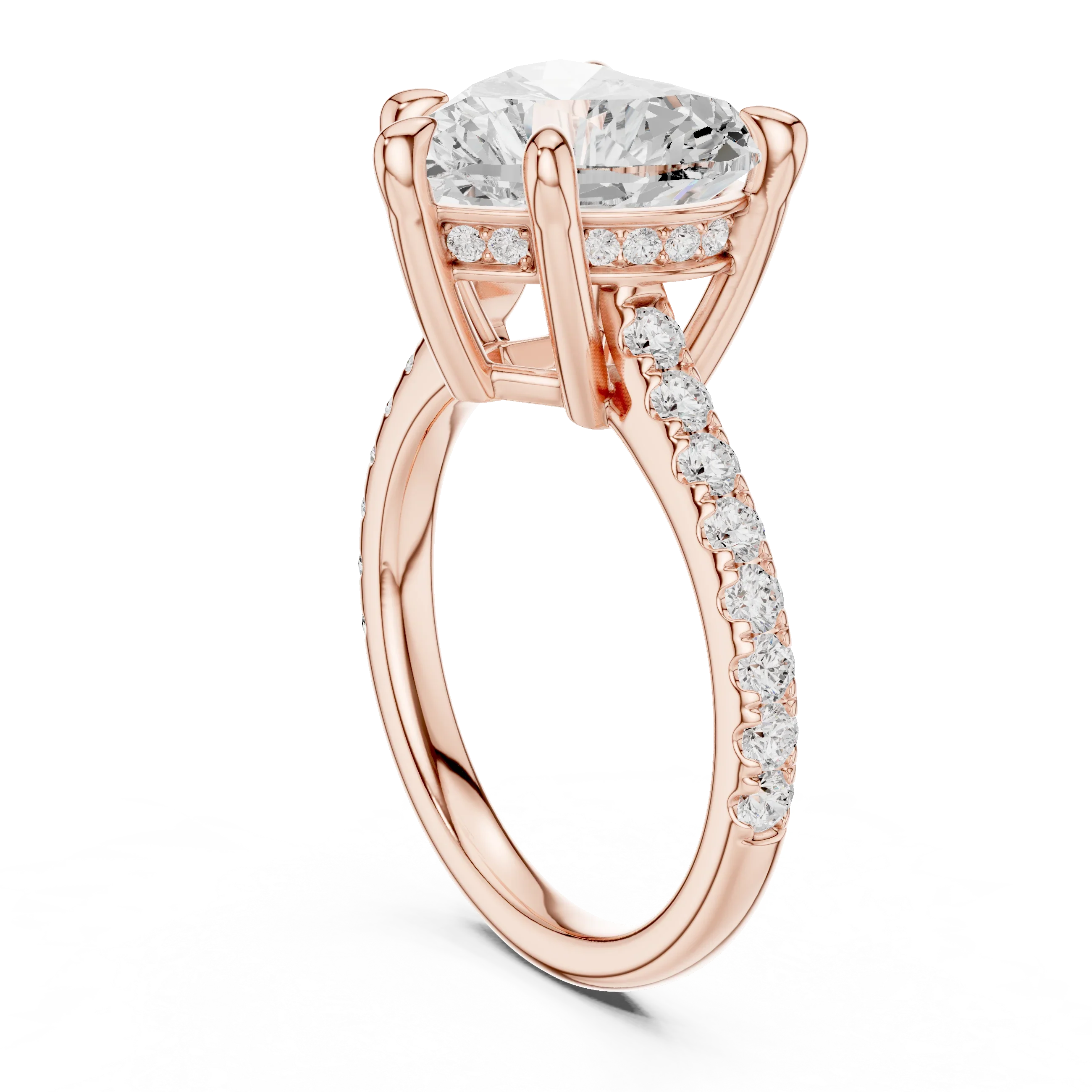 Delicate Hidden Halo 4.59 CTW Heart Moissanite Engagement Diamond Ring  in 14K White Gold