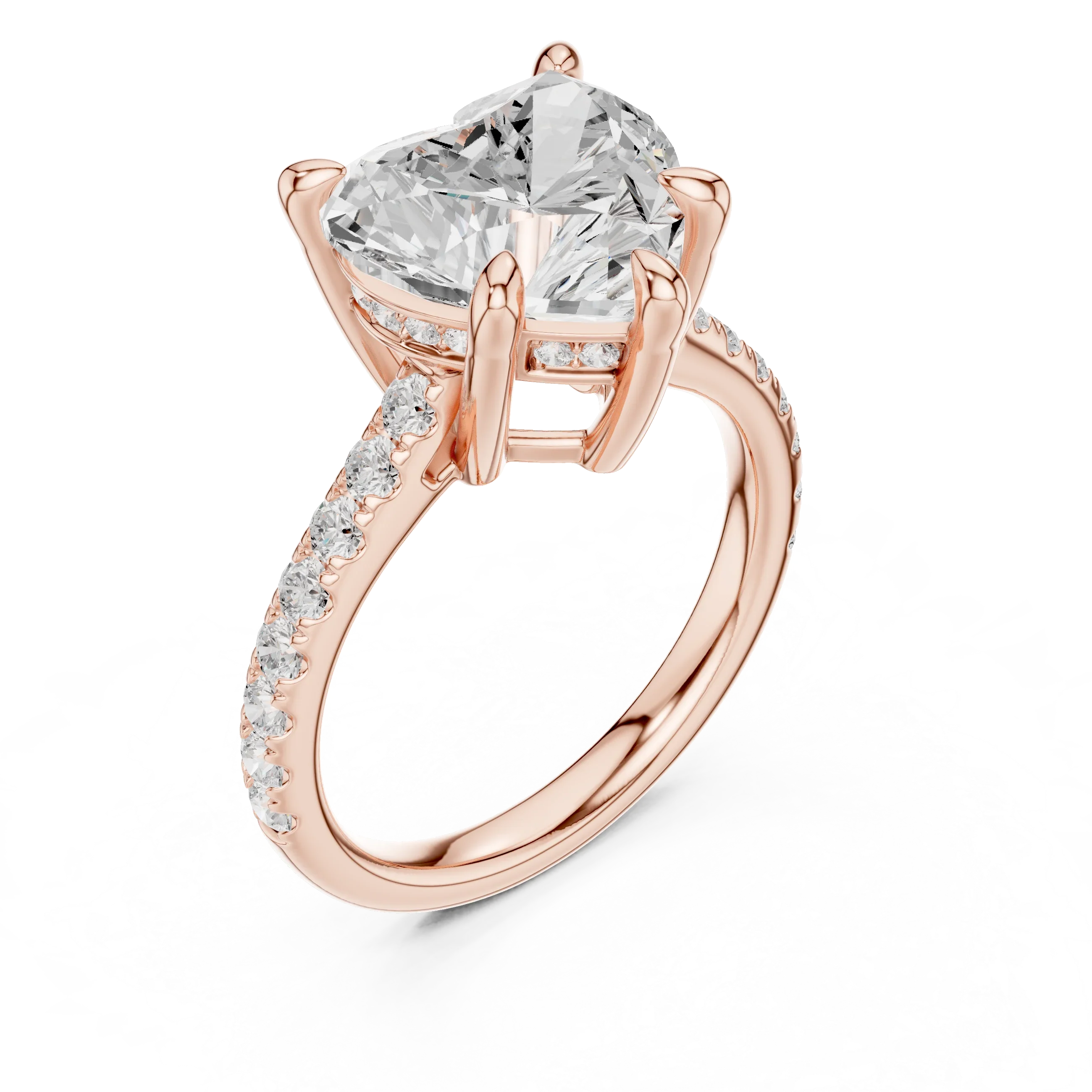 Delicate Hidden Halo 4.59 CTW Heart Moissanite Engagement Diamond Ring  in 14K White Gold