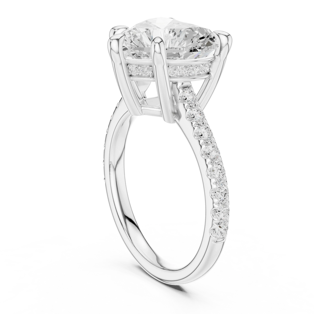 Delicate Hidden Halo 4.59 CTW Heart Moissanite Engagement Diamond Ring  in 14K White Gold