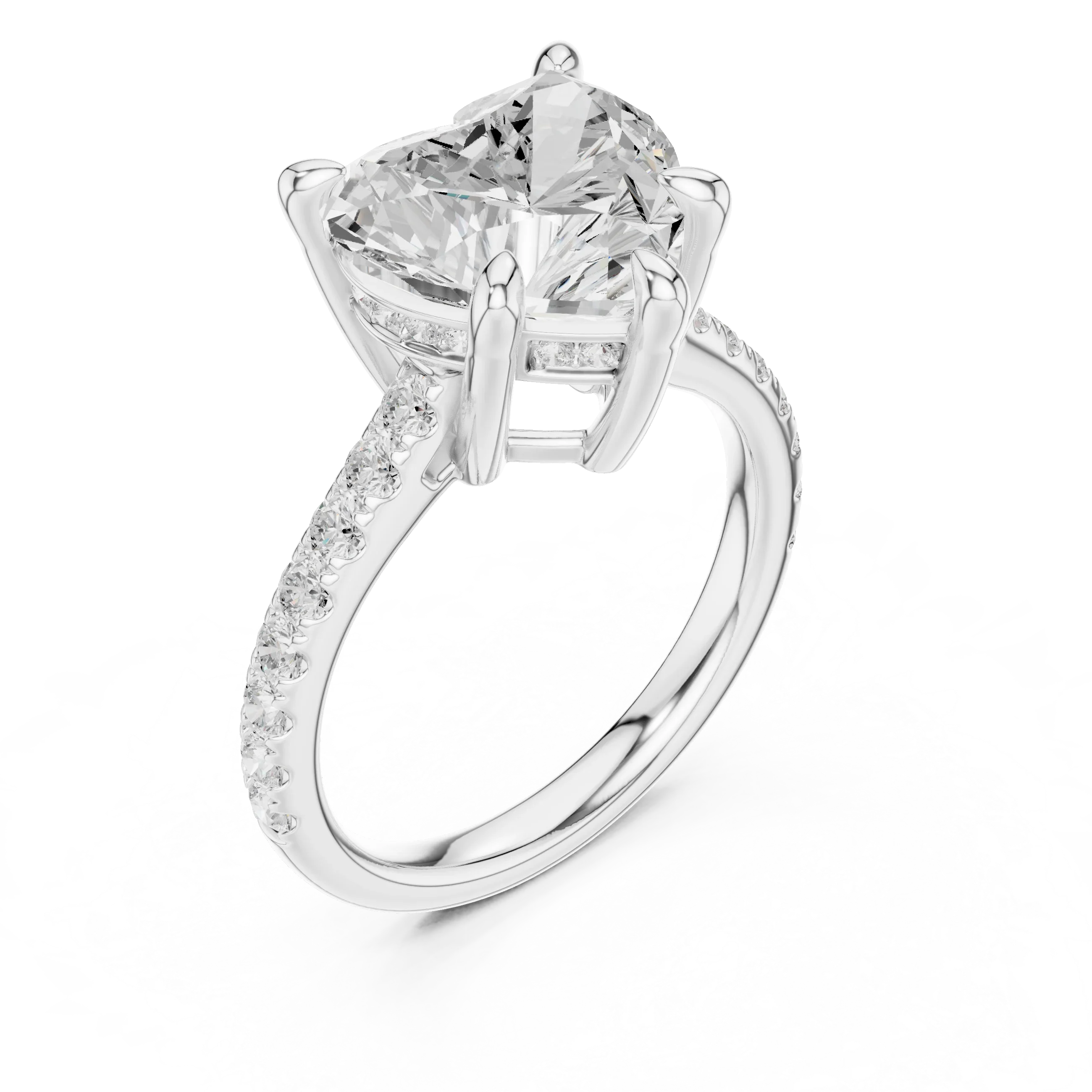 Delicate Hidden Halo 4.59 CTW Heart Moissanite Engagement Diamond Ring  in 14K White Gold