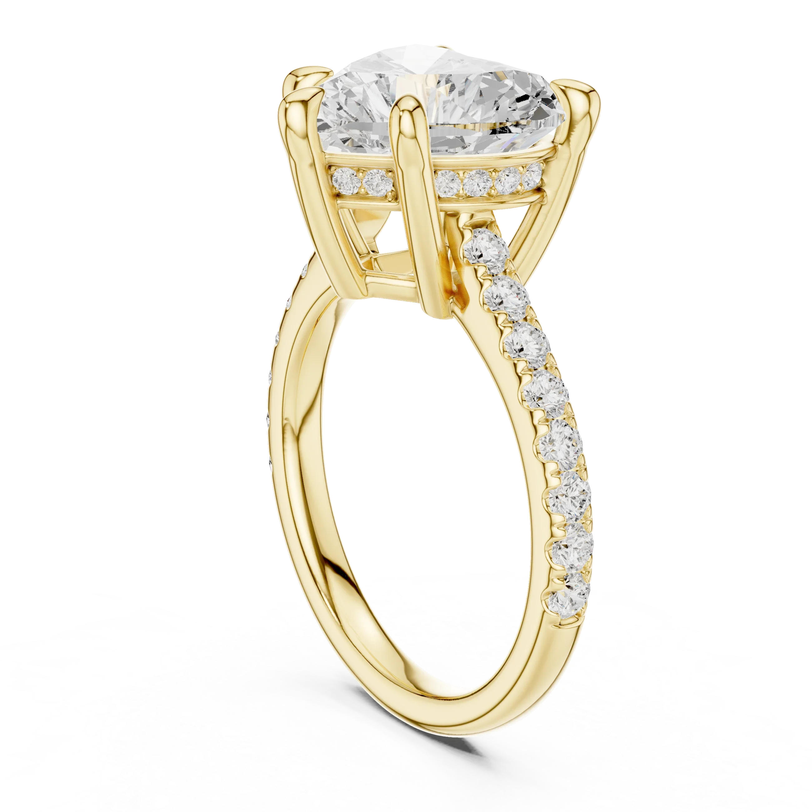 Delicate Hidden Halo 4.59 CTW Heart Moissanite Engagement Diamond Ring  in 14K White Gold
