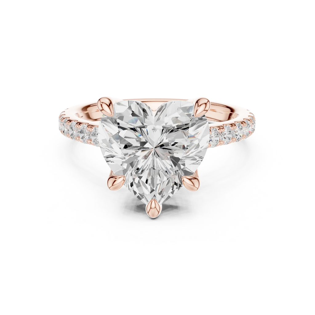 Delicate Hidden Halo 4.59 CTW Heart Moissanite Engagement Diamond Ring  in 14K White Gold