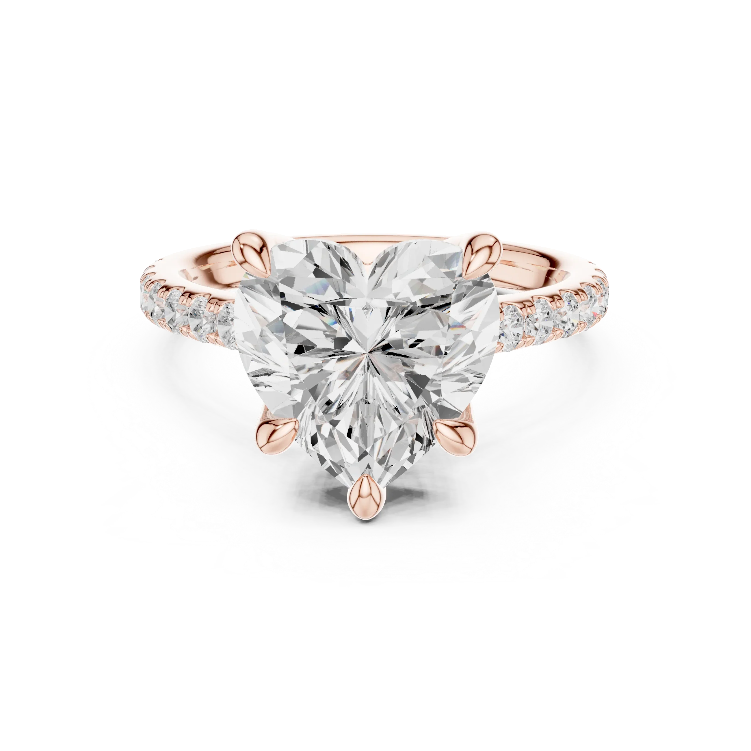Delicate Hidden Halo 4.59 CTW Heart Moissanite Engagement Diamond Ring  in 14K White Gold