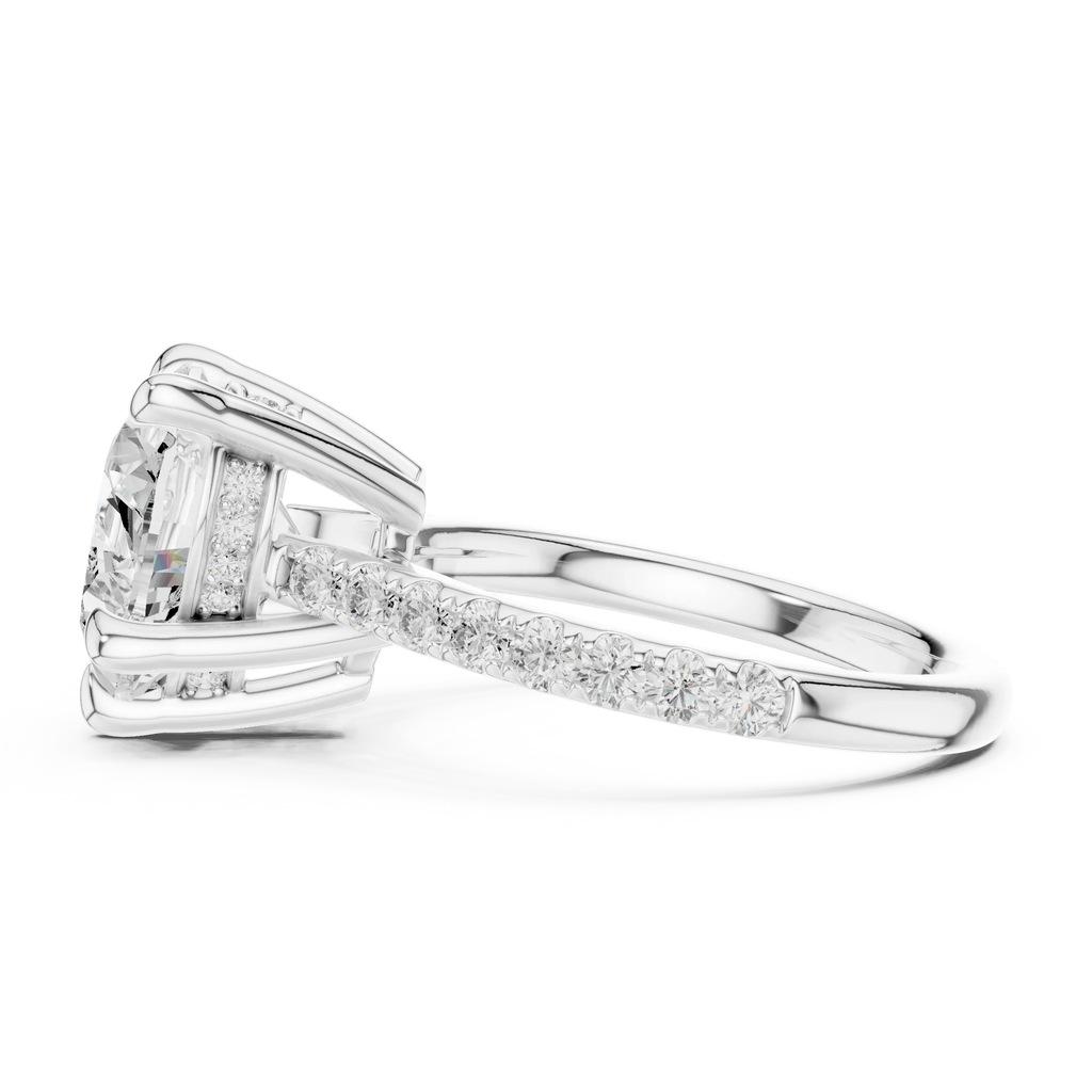 Delicate Hidden Halo 4.59 CTW Heart Moissanite Engagement Diamond Ring  in 14K White Gold