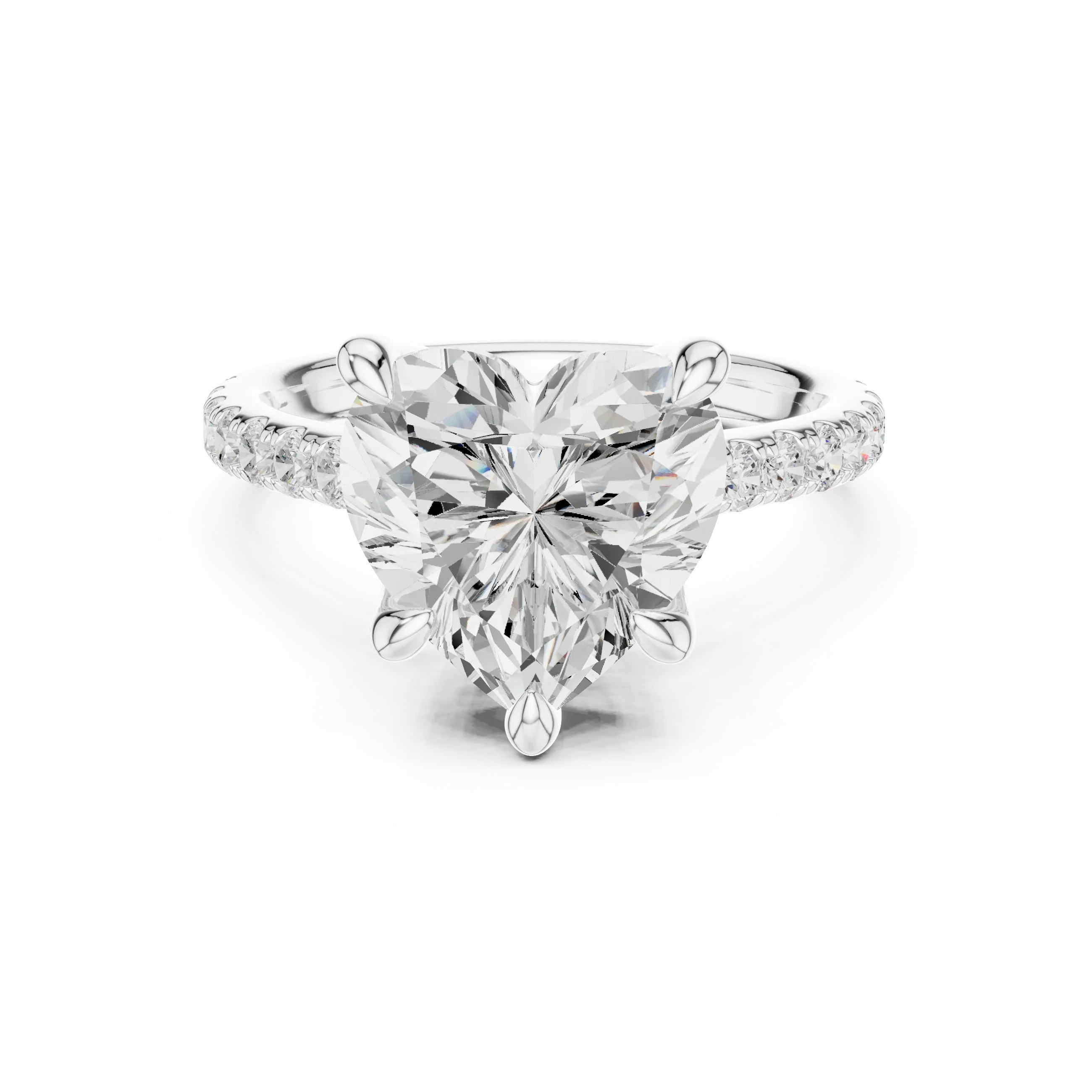 Delicate Hidden Halo 4.59 CTW Heart Moissanite Engagement Diamond Ring  in 14K White Gold